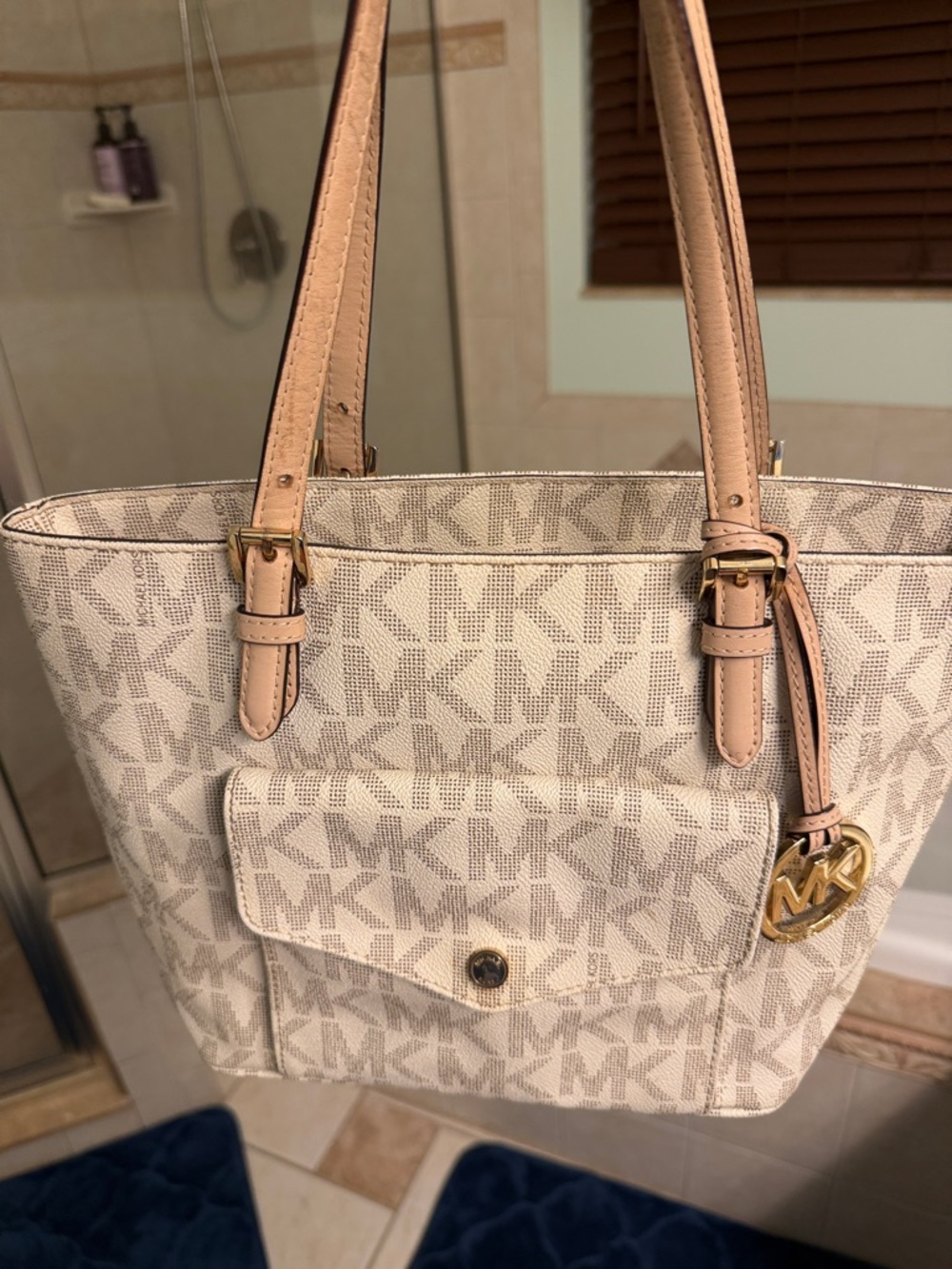 MK Stylish Cream Shoulder Bag
